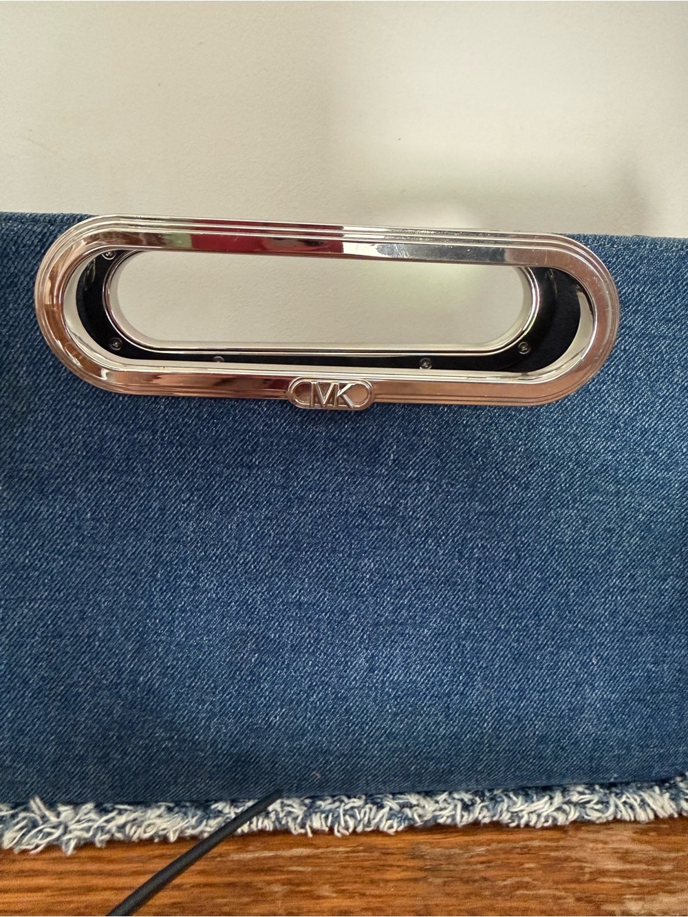NWOT Michael Michael Kors Chelsea Large Convertible Denim Clutch - Picture 10 of 11